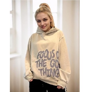 Focus On The Good Things Sweat-shirt à capuche oversize unisexe en coton French Terry, style décontracté, style automne - Product Image 2