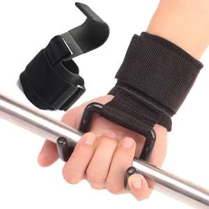 GAF En gros Crochets de musculation pour l'entraînement en salle de sport, Crochets de préhension pour la levée de poids, Sangles de soutien du poignet, Crochet de musculation noir unisexe - Product Image 4