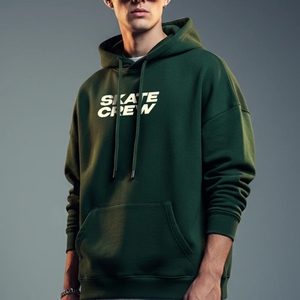 Sudadera con capucha de algodón 100% con cremallera, estilo urbano, corte regular, forro polar, con bordado y estampado desgastado en la manga, ideal para primavera. - Product Image 1