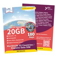 Kartu SIM Perjalanan Grosir MC Networks Seluruh Dunia 55 Negara 180 Hari 20GB 4G 5G Paket Khusus Fisik/eSIM