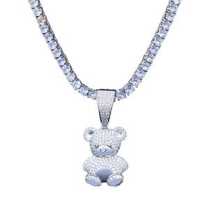 Collar con Colgante de Oso de Moissanita, Chapado en Oro de 18K, Diseño de Oso con Cristales, Regalo de Lujo con Diseño de Animal de Dibujos Animados para Mujeres, Hombres, Unisex - Product Image 3