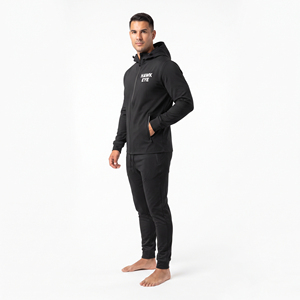 Men's Casual Sports Black Tracksuit Nylon Polyester Hooded <b>Jacket</b> Jogger Set Custom <b>Reflective</b> Logo Activewear - Product Image 3