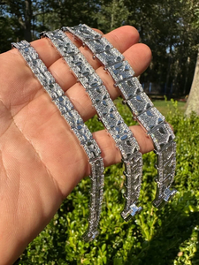 Silver Plated Geometric <b>Crystal</b> Chain <b>Bracelets</b> Unisex Party Jewelry Classic Style Alloy Bangles with Channel Setting - Product Image 3
