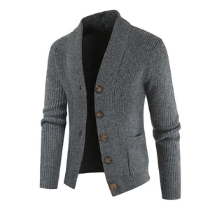 Cardigan en laine côtelée pour homme, boutonné, manches longues, pull de haute qualité, respirant, vêtements décontractés d'hiver - Product Image 1