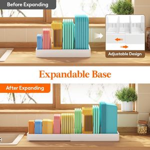 Organizzatore per Armadio da Cucina con 8 Divisori Regolabili, 9 Scomparti, Contenitore Espandibile per Alimenti con Supporto per Coperchi, per Organizzazione Dispensa - Product Image 4