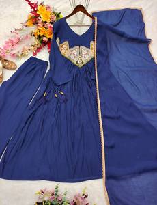Conjunto de Traje de Tres Piezas Premium Mal Sandhery Georgette con Bordado de Lentejuelas de 3mm, Elástico, Antiarrugas, Diseño Tradicional - Product Image 5