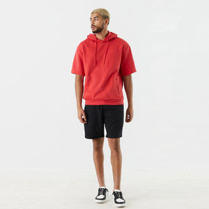 Vente chaude – Sweat à capuche personnalisé pour homme, 100 % coton molletonné 420 g/m², hiver, fabrication OEM Pakistan, manches courtes, poche kangourou - Product Image 2