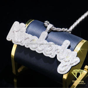 Elegant Script Pendant Featuring Lab grown Diamond Full Stone Detailing Personalized <b>Name</b> Design Luxury Fashion Jewelry - Product Image 4