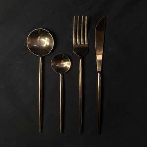 Rose Gold PVD coated <b>Flatware</b> Set of 4 Cutlery Spoon Fork Knife Plain Elegant Design Perfect Restaurant Hotel And Home Use - Product Image 5