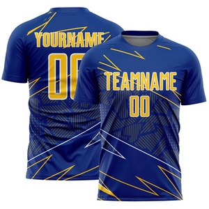 เสื้อฟุตบอลคอวี ยูนิเซ็กซ์ ไม่มีขั้นต่ำในการสั่งซื้อ ออกแบบเองได้สำหรับทีมขนาดเล็ก พิมพ์ลายด้วยความร้อน ระบายอากาศได้ดี แห้งเร็ว กันน้ำ - Product Image 1