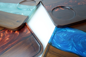 Wooden Serving Tray With Resin Inlay Rectangular Modern Handmade Tableware Storage Holder - Product Image 6