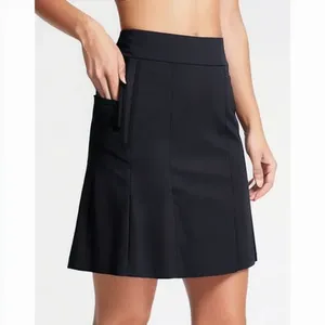 Women High Waist A-Line Mini <b>Skirt</b> with Pocket Solid Color Casual Eco-Friendly Quick Dry Breathable Fabric All Seasons Wear - Product Image 1