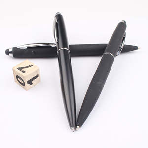 Stylet de haute qualité en métal noir, stylo à bille mat avec logo personnalisé - Product Image 1