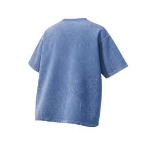 Nouveau design T-shirt imprimé croix 'Blessed' style urbain - Bleu délavé coupe ample mode Hip Hop pour hommes et femmes - Product Image 2