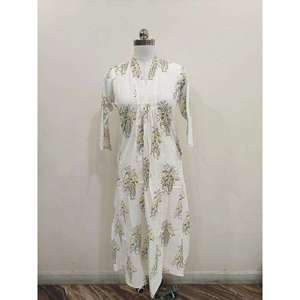 Vestido Maxi Floral Blanco Llamativo para Mujer, Vestido Casual con Cuello en V, Vestido Estampado de Algodón Estilo Boho, Proveedor de Vestidos de Moda - Product Image 3