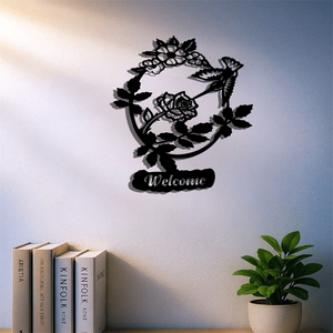CIFbuy Targa di Benvenuto Moderna con Uccelli in Fiore per Soggiorno, Camera da Letto, Ingresso - Decorazione Murale Primaverile in Legno - Product Image 4