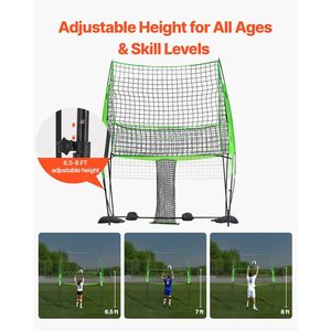Sistema di Rete Portatile per Allenamento di Pallavolo 8x11ft, Attrezzatura per Pratica Regolabile in Altezza, Stazione di Rete Portatile con Ritorno Palla - Product Image 4