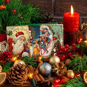 80 Cartoline Natalizie Vintage 4x6 Pollici, Cartoline Retrò di Babbo Natale, Riproduzioni Antiche di Biglietti di Auguri per Amici e Famiglia - Product Image 1