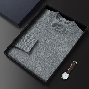 Suéter de punto gris con estampado geométrico, cuello redondo, corte holgado, estilo casual para hombre, otoño, 100% algodón, transpirable, 280g - Product Image 2