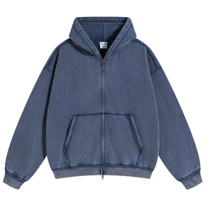 Sudadera con Capucha Personalizada 100% Algodón, Lavado Ácido, Tallas Grandes, Estilo Urbano Otoñal para Hombre, Antiencogimiento, Manga Larga, Estilo Vintage - Product Image 2