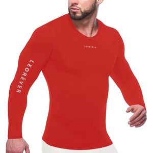 Men <b>Long</b> <b>Sleeve</b> O-Neck Compression Shirt Solid Color Quick Dry Slim Fit Casual <b>Workout</b> <b>Top</b> Teal Green Knitted Polyester - Product Image 6
