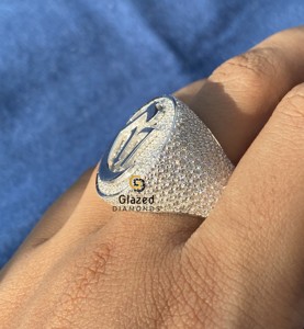 Bague pour homme en argent sterling 925 avec diamants étincelants C 17, style hip-hop, sertie de moissanite et de diamants ronds - Product Image 5