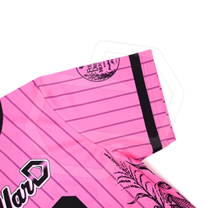 Camiseta de Béisbol Rosa con Botones, Estampado de Maíz, Personalizable, Unisex, para Adultos, Manga Corta, Secado Rápido, Ecológica, Transpirable, Corte Regular - Product Image 6