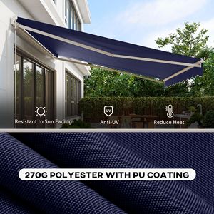 Tenda Parasole Elettrica Retrattile Blu 3,6x3m con Telecomando e Manovella per Terrazzo, Balcone, Giardino - Product Image 5