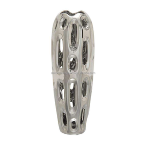 แจกันโต๊ะอลูมิเนียมตกแต่งบ้านสไตล์โมเดิร์นแจกันเงินแบบพกพาอลูมิเนียมหล่อกระถางดอกไม้แฟนซีตกแต่งห้องนั่งเล่น - Product Image 1