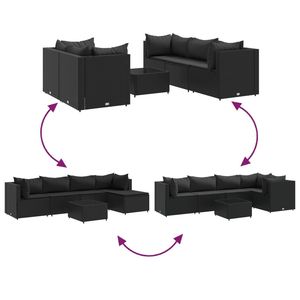 Ensemble de salon de jardin avec accoudoirs réglables en polyrotin noir - Product Image 6