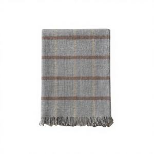 ผ้าห่มทอลายทางสไตล์อิตาลีแบบใหม่ เป็นมิตรกับสิ่งแวดล้อม ทำจากผ้าขนสัตว์/ผ้าฝ้าย สำหรับฤดูหนาว - Product Image 2