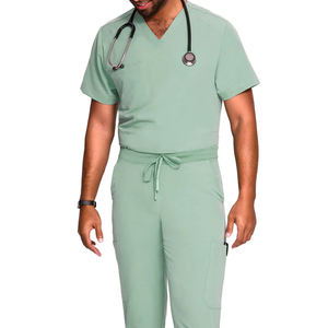 Overol de Trabajo para Hombre, Color Verde Menta, Poliéster Transpirable, Cuello en V, Manga Corta, Antipolvo, con Cintura Ajustable con Cordón y Bolsillos - Product Image 4