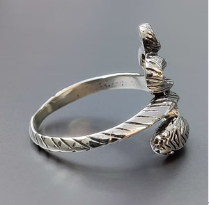 <b>Snake</b> Wrap <b>Ring</b> 925 Sterling <b>Silver</b> Bohemian Style Unisex Elegant Statement Jewelry - Product Image 3