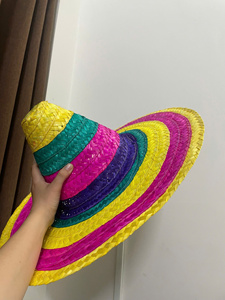 Sombrero de Paja Estilo Mexicano con Adornos Multicolores, Venta al por Mayor, para Festivales, Celebraciones, Playa, Protección Solar - Product Image 6