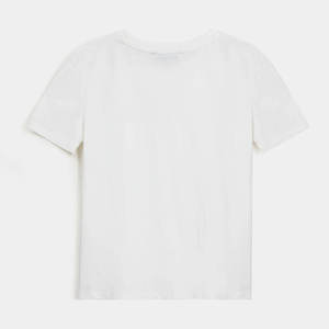 T-shirt classique en coton tricoté pour femme, col rond, manches courtes, vêtement décontracté pour tous les jours, style moderne - Product Image 3