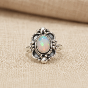 Natural Rajasthan Opal Oval Vintage Inspired Bezel Setting <b>Statement</b> <b>Ring</b> 925 Sterling <b>Silver</b> Rose Gold/Yellow Gold Plated - Product Image 1