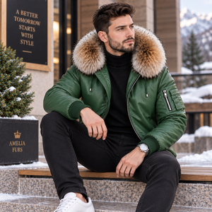 Blouson aviateur en cuir respirant pour homme, motif écossais, capuche en cuir, idéal pour l'été |   Veste chaude pour homme |   Veste Chaude |   Chaud - Product Image 1