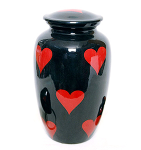 Urne funéraire classique en métal rouge en forme de cœur, pour cendres humaines d'adultes, style américain/européen - Product Image 1