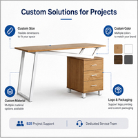 Bureau d'ordinateur moderne pour le télétravail, bureau d'écriture en bois carré avec armoire de rangement à 3 tiroirs