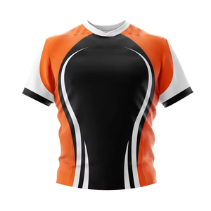 Maillots de rugby personnalisés avec nom et numéro du joueur, imprimés par transfert thermique, 100 % polyester, séchage rapide, respirants, évacuation de l'humidité - Product Image 4
