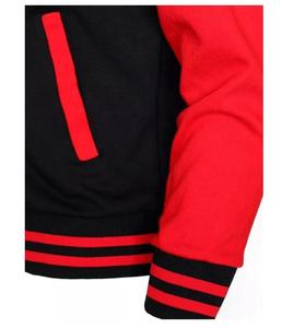 Blouson universitaire d'hiver en cuir de vachette et laine de haute qualité, col montant, capuche respirante, tricoté, service OEM - Product Image 6