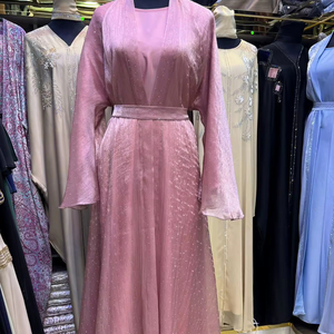 High Quality Modest Dubai Beaded Sequined <b>Long</b> Sleeve Abaya Muslim Traditional Handmade Wedding Women Polyester Breathable V Nec - Product Image 1