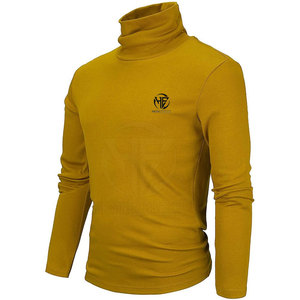 Clean Plain Design Stretch Fabric High Collar Long Sleeve <b>Top</b> for Everyday Fashion <b>Men</b> <b>Turtle</b> <b>Neck</b> Shirt - Product Image 3