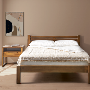 Mesa de Noche Moderna y Elegante de Madera de Teca Indonesia con un Cajón de Almacenamiento y un Compartimento Abierto para un Dormitorio Minimalista - Product Image 3