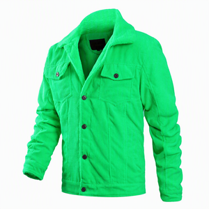 Chaqueta de pana para hombre con forro de sherpa, cuello vuelto, corte regular, informal, para otoño. - Product Image 2