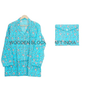 ชุดนอนผ้าซาตินพิมพ์ลายดอกไม้สไตล์อินเดีย ผ้าฝ้าย 100% สำหรับเพื่อนเจ้าสาว ชุดนอนผู้หญิง กางเกงและเสื้อเชิ้ต - Product Image 3