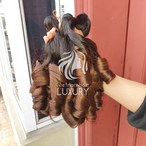 Cheveux Remy Super Double Dessiné Texture Rebondissante Cheveux Humains Vietnamiens Trame Unique Machine Prix de Gros - Product Image 2