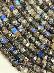 ลูกปัดลาบราดอไรต์สีดำธรรมชาติ รูปทรงรอนเดลล์ ประกายสีฟ้า คุณภาพสูง สำหรับทำเครื่องประดับ - Product Image 4