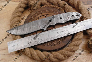 Cuchillos Utilitarios de Acero Damasco Superior, Hoja de Punta Caída con Borde Biselado, Profesionales para Caza y Camping al Aire Libre, Soporte OEM - Product Image 3