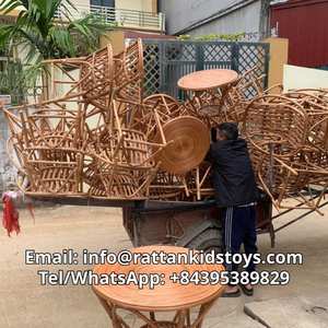 Children Wicker Shopping Trolley Kids Toys with Handle Wicker Shopping Cart <b>Willow</b> Shopping Trolley Wheels <b>Basket</b> Wholesale - Product Image 5